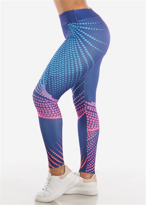 Moda Xpress Womens Skinny Leggings Activewear High Waisted Gym Printed Navy Leggings I