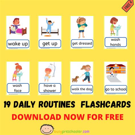 Free Daily Routines Flashcards