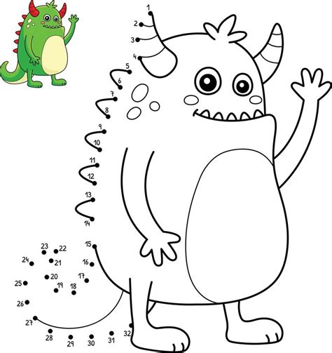 Dot To Dot Scary Monster Isolated Coloring Page 11415719 Vector Art At