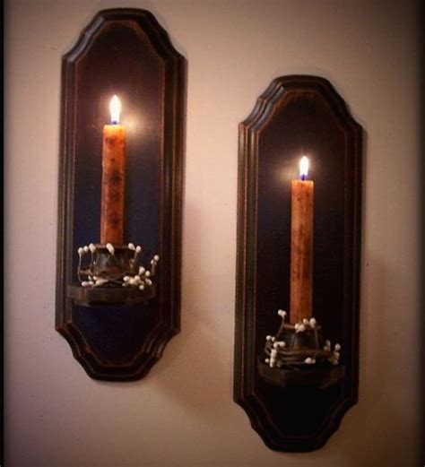 Vintage Colonial Candle Sconce Pair Wooden Wall Decor Candles Etsy