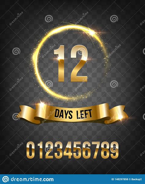 Number Of Days Left To Go Luxury Design. Golden Shining Circle And