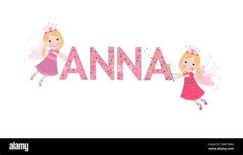 Anna Female Name With Cute Fairy Tale Vector Stock Vector Image Art Alamy