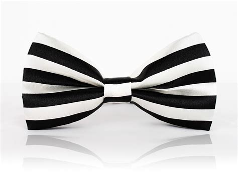 Elegant Black White Striped Bow Tiesgroom Wedding Bow Tieshorizontal