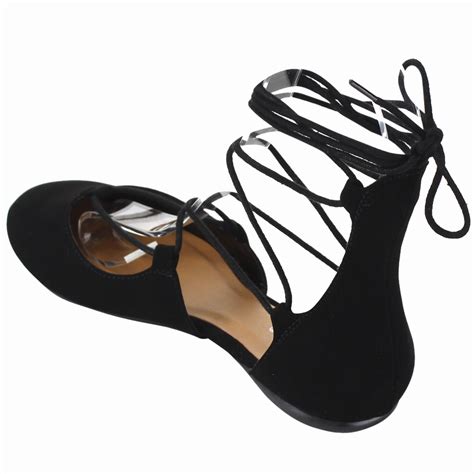 Soda Harvest Womens Criss Cross Lace Up Ankle Tie Round Toe Classic Ballet Flats Ebay