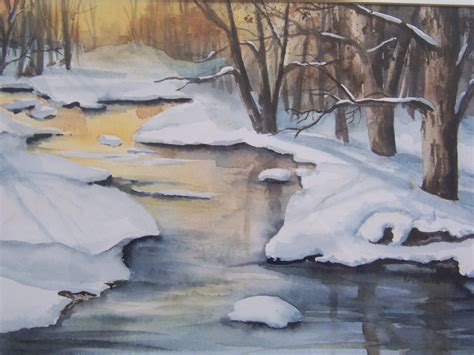 A Watercolor Of A Snow Scene I Painted Painting Snow Scenes Art