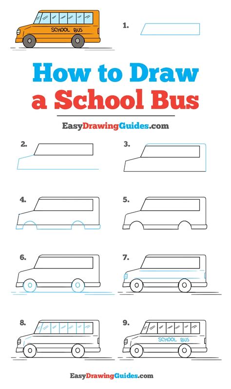 Step by step tutorial, show you how to draw the car, very simple. How to Draw a School Bus - Easy Step by Step Drawing Tutorial