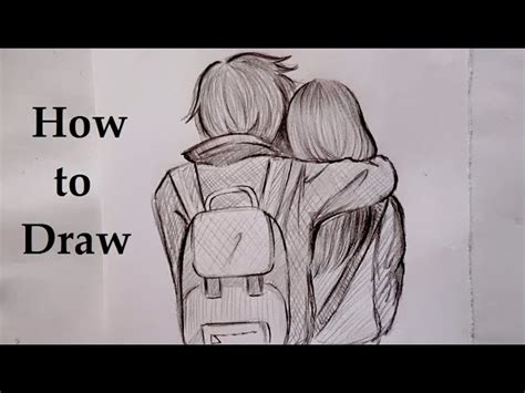 Two People Hugging Drawing Outline Goimages Name