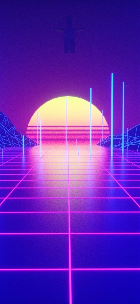 1242x2688 Retrowave Tron Grid Iphone Xs Max Hd 4k Wallpapers Images