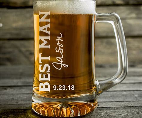 Set Of 6 Wedding Engraved Personalized Beer Mugs For Groomsman And Best Lone Star Etch