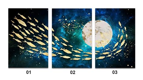 Auspicious Golden Fish Abstract Wall Art Fine Art Canvas Prints Aquati