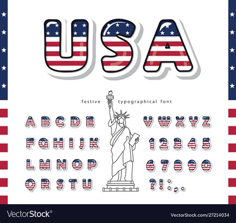 Usa Cartoon Font United States America Royalty Free Vector