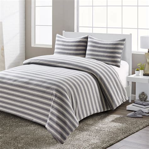 Style Quarters Super Soft Shadow Stripe Grey And White Jersey Comforter