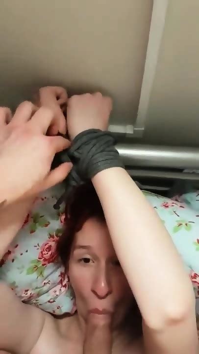 18 Year Old British Girl Tied Up Sucking Cock