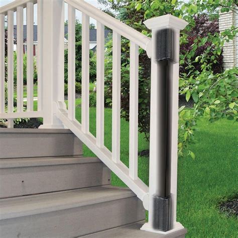 Vinyl fencing withstands rain, sun vinyl or pvc fencing have gained popularity over the years due to being lightweight, easy to maintain and quiet affordable compared to wood and other. Veranda Post Install Kit for 36 in. Railings-73014098 in 2020 | Stair railing kits, Deck colors ...