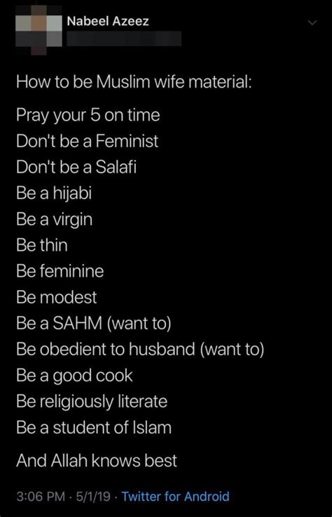 No One Is Impressed With Mans How To Be A Good Muslim Wife Checklist