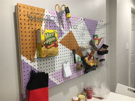 Painted Pegboard I Made For My Apartment Painted Pegboard Woodworking