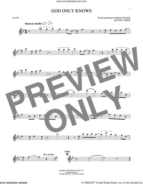 Boys God Only Knows Sheet Music For Flute Solo V2