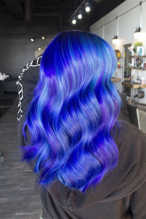 Bright Blue Hair W Purple Accents Done W Pravana Color Exotic Hair