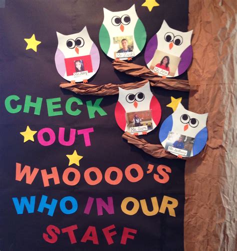 pin by amy mannoring on staff bulletin board staff bulletin boards owl school classroom