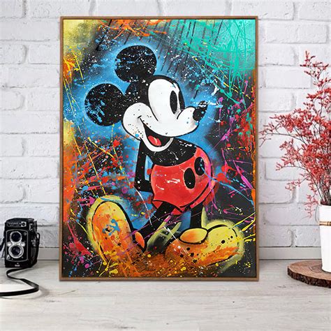 Mickey Mouse Print Mickey Painting Disney Canvas Art Mickey Etsy
