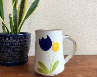 Tulip Ceramic Mug Floral Coffee Mug Tea Cup Crimson Red