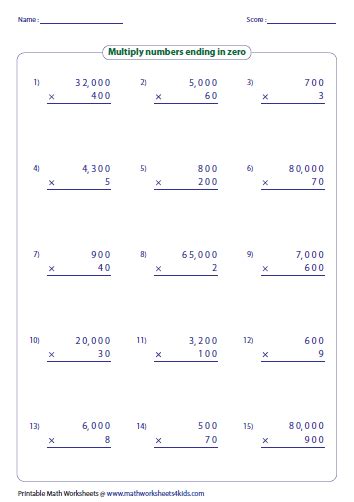 Big Number Multiplication Worksheet