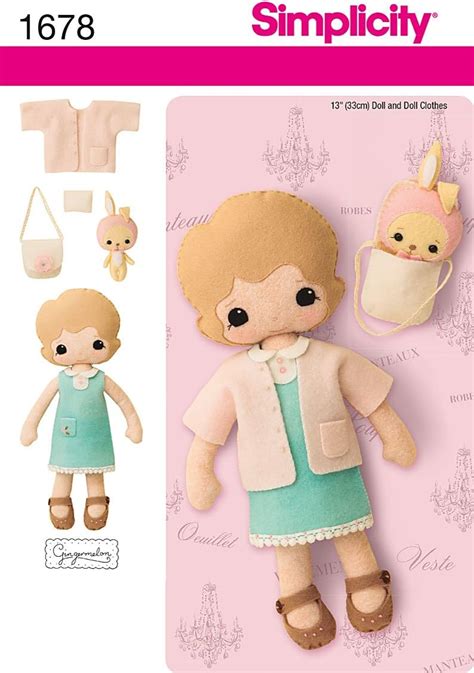 Amazon Com Simplicity 1678 13 Inch Felt Doll Clothes And Accessories