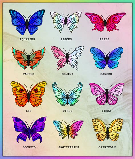 Zodiac Butterflies Art Print By Berlin Michelle X Small Butterfly