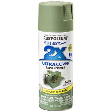 Rust Oleum 12 Oz 2x Satin Moss Green Spray Paint And Primer 249071