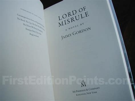 First Edition Points To Identify Lord Of Misrule By Jaimy Gordon