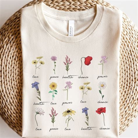 Wildflower Shirt Botanical Shirt Womens Wildflowers Graphic Etsy