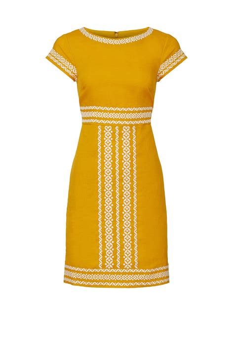 Yellow Embroidered Linen Dress By Boden For 30 Rent The Runway