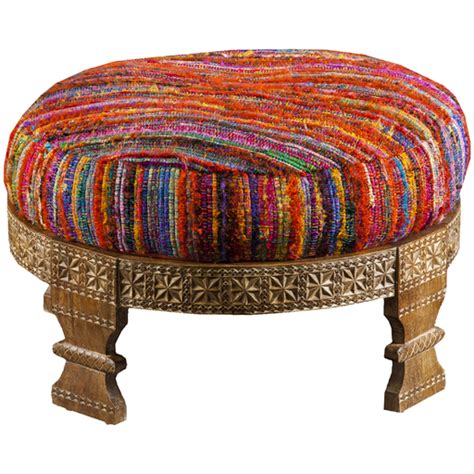 Ottoman Multi-Color design by Surya | Bohemian furniture, Teal ottoman, Upholstered ottoman