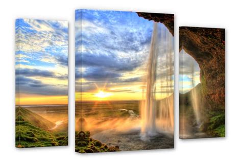 Anders als bei einem einfachen bild erhältst du bei diesem leinwandformat mehrere elemente in einem set. 3-teiliger Leinwanddruck Seljalandsfoss-Wasserfall von K&L ...