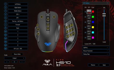Aula H510 Mmo Gaming Mouse With Backlit Rgb Led 14 Buttons