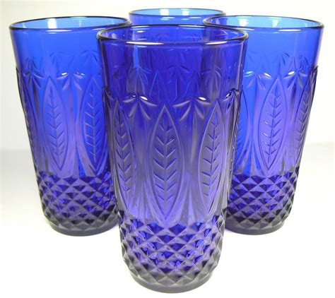 Avon Royal Sapphire Tumblers Cobalt Blue Glass Set Of 4 Nwot New France