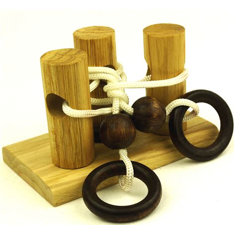 Wooden Captive Ring Puzzle Wooden Disentanglement String Puzzle