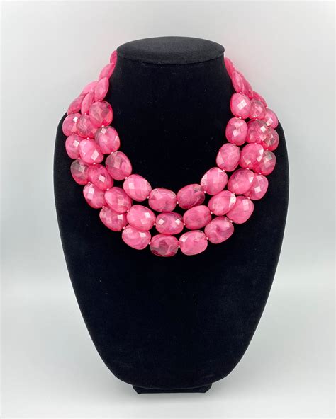 Hot Pink Statement Necklace Hot Pink Chunky Necklace Pink Etsy