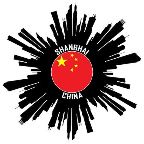 Premium Vector Shanghai Skyline Silhouette China Flag Travel Souvenir