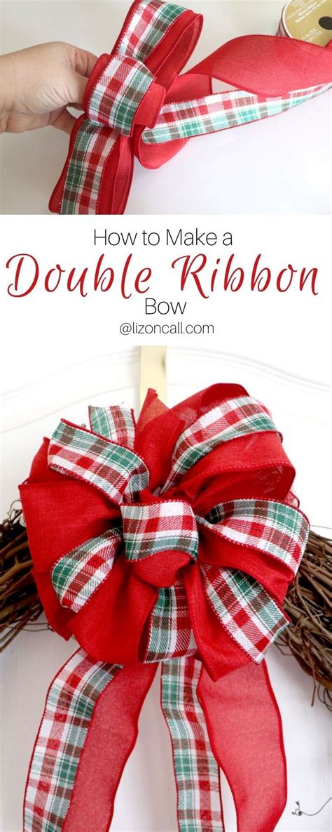 How To Make A Double Ribbon Bow For A Wreath — Liz On Call Diy Wreath Bow Christmas Bows Diy