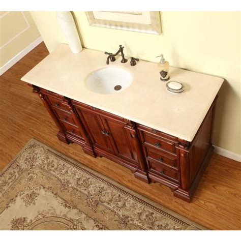 Bathroom sink vanity are very popular among interior decor enthusiasts as they allow for an added aesthetic appeal to the overall vibe of a property. Silkroad Exclusive 62-in Red Oak Single Sink Bathroom Vanity with Crema Marfil Natural Marble ...