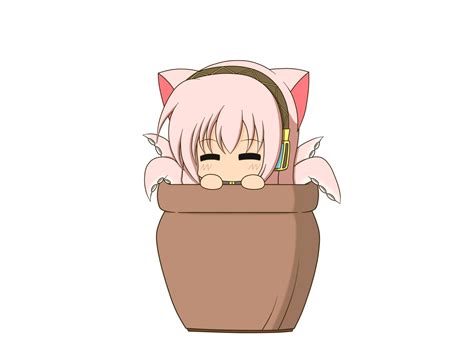 Pink Haired Girl Anime Character In Brown Bowl Illustration Hd