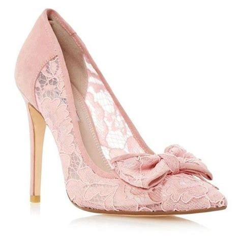 Dune Light Pink Bodine Lace Bow Trim High Heel Court Shoe Liked On