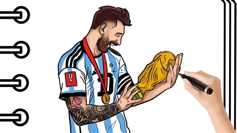 Como Dibujar A Leo Messi Con La Copa Del Mundo Paso A Paso Mapi Art Tv Youtube
