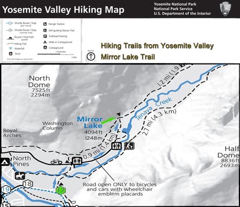 Yosemite Hiking Map Mirror Lake Trail The Trail Starts In The