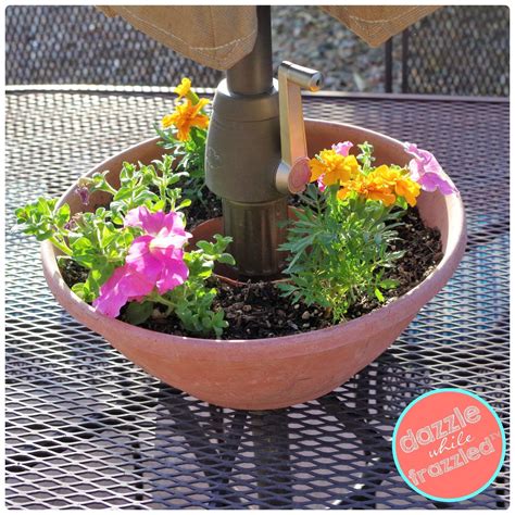 See more ideas about patio umbrellas, patio, colorful umbrellas. Easy DIY Umbrella Table Flower Planter | Flower planters, Flower pots outdoor, Diy flower pots