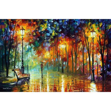 STROLL IN THE FOG PALETTE KNIFE Oil Painting On Canvas By Leonid