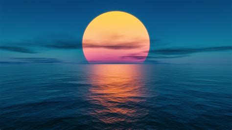 Sunset At The Ocean K Wallpaper