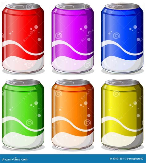 Six Colorful Soda Cans Stock Image Image 37891591