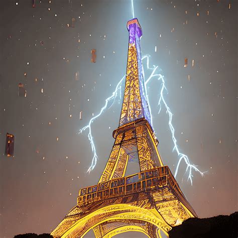 Lightning Eiffel Tower In Paris Cityscape · Creative Fabrica